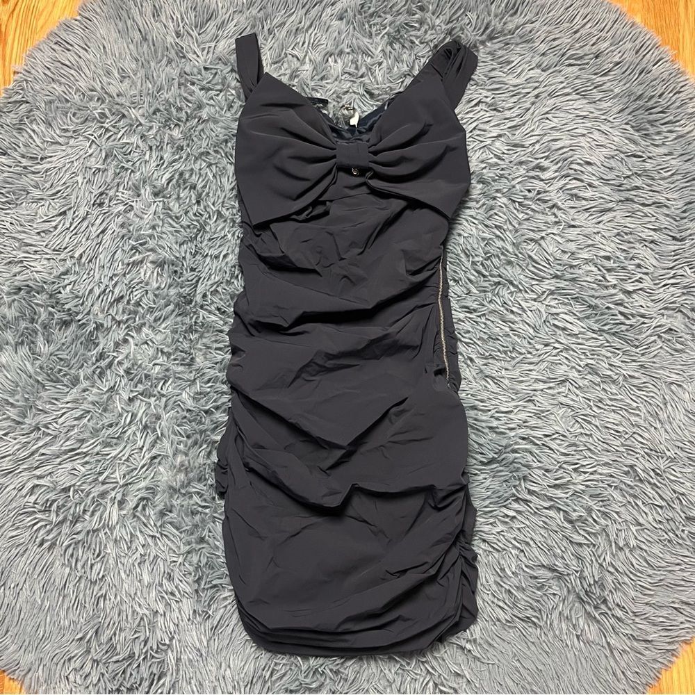 Elisabetta Franchi Navy Bow Mini Party Dress Size 6